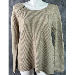 Eileen Fisher Yak & Wool Ribbed Oatmeal L/S Sweater sz XL (15891)
